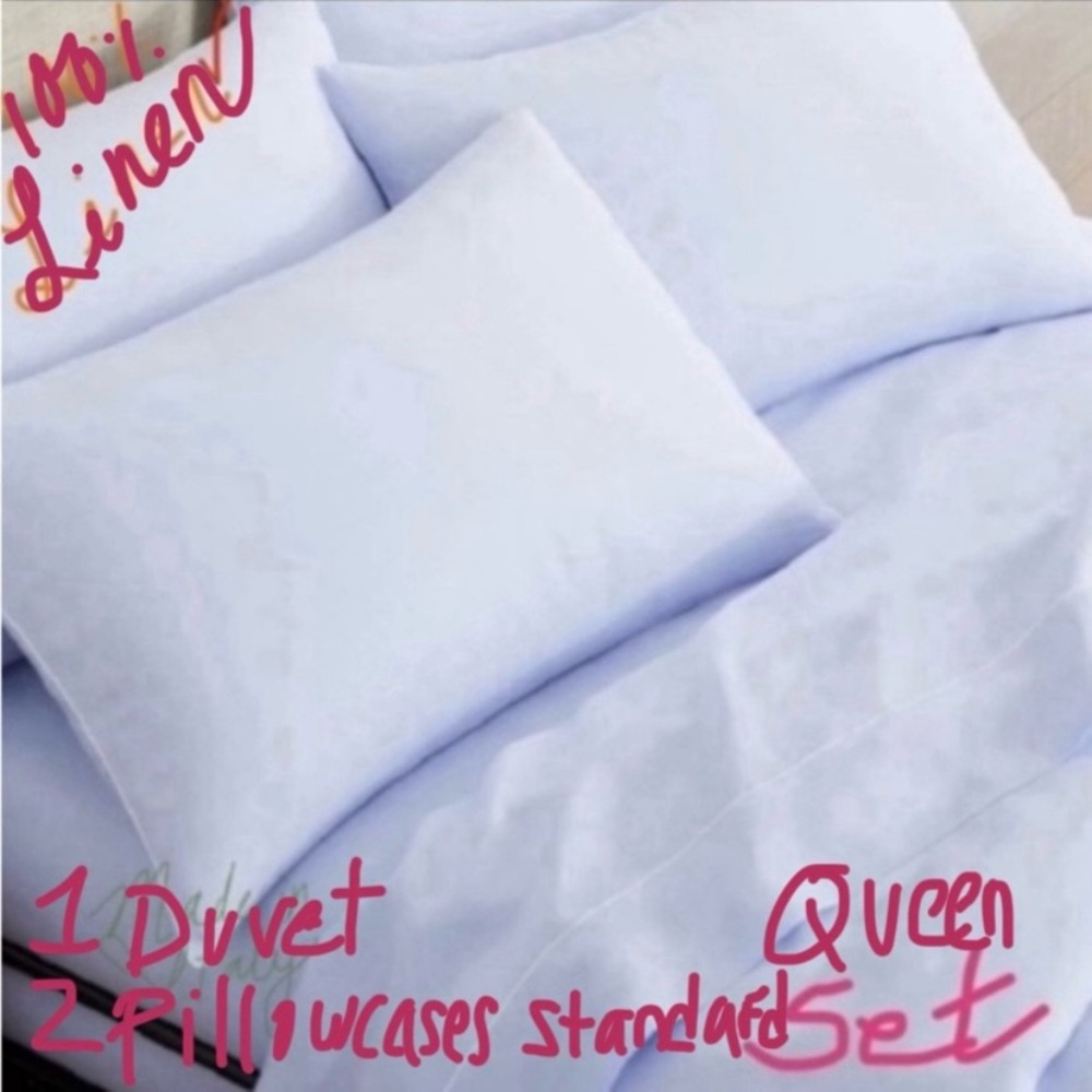Hill House Home - Duvet + 2 Pillowcases - Queen - 100% Linen - Cornflower Blue